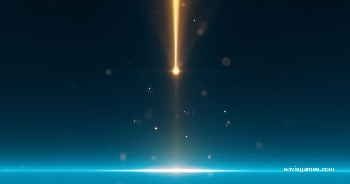 Abstract editorial cover with central vertical light spire glowing deep navy to soft gold, thin handheld device silhouette on the right side, soft cyan horizontal band crossing the lower third of the image.