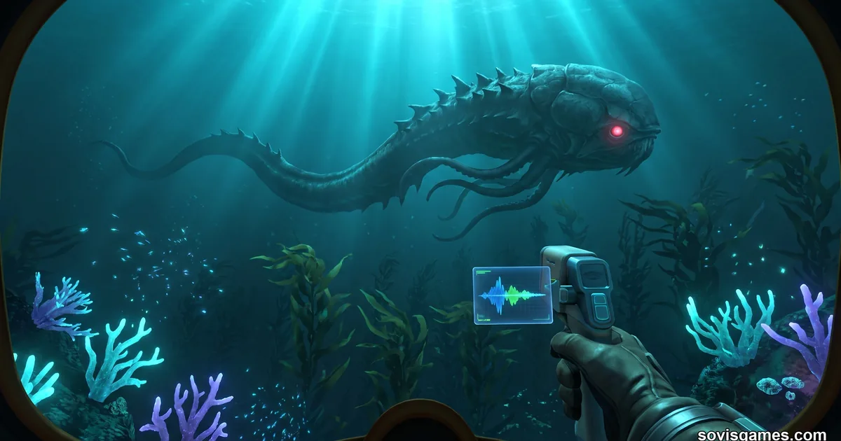 Subnautica 2 placeholder cover — black background with abstract underwater silhouette. No game artwork is used. Cover pending official key art from Unknown Worlds.